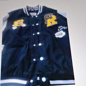 Kids Black Varsity Jacket with Fun Patches